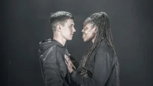 Tom Holland as Romeo and Francesca Amewudah-Rivers as Juliet